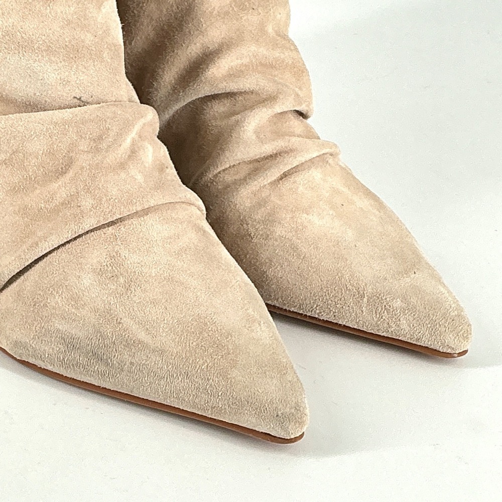 Dolce Vita Size 6.5 Suede Ruched Pointed Toe Stiletto Heel Boots Beige Fernly - Picture 14 of 16
